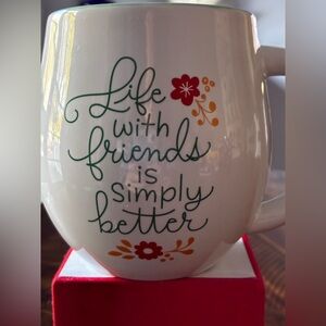 Hallmark White Mug with Red and Orange Floral Design